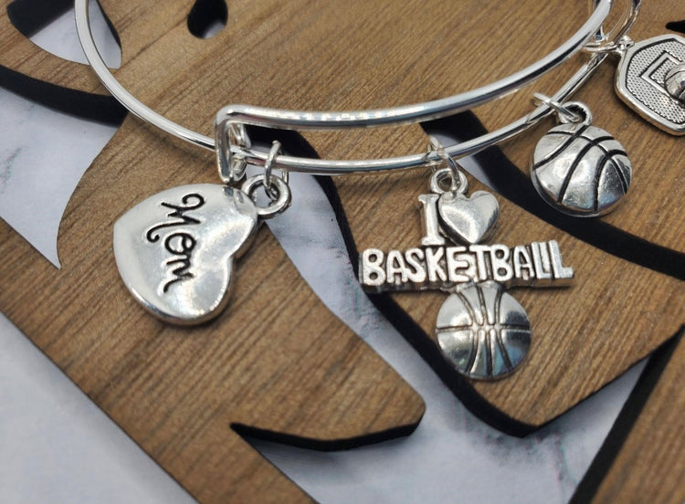 Silver Basketball Mom Charm Bracelet