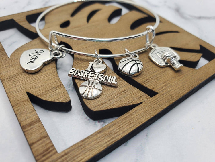 Silver Basketball Mom Charm Bracelet