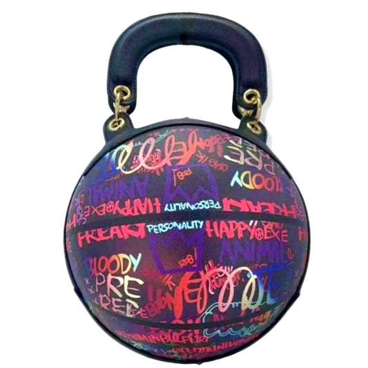 Purple Graffiti Basketball Handbag
