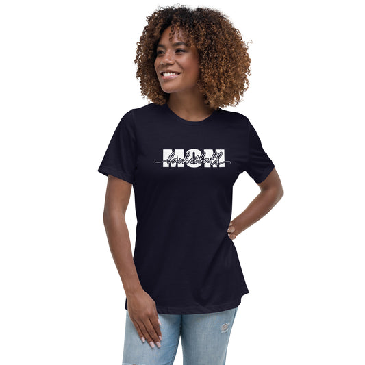 Basketball Mom White Letter Women's T-Shirt